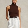 Braune ärmellose Rollkragenpullover aus Wolle von Ralph Lauren für Damen Braune ärmellose Rollkragenpullover aus Wolle von Ralph Lauren für Damen