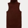 Braune ärmellose Rollkragenpullover aus Wolle von Ralph Lauren für Damen Braune ärmellose Rollkragenpullover aus Wolle von Ralph Lauren für Damen