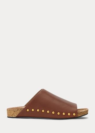 Braune Sandalen mit Nieten aus Kalbsleder von Ralph Lauren für Damen Braune Sandalen mit Nieten aus Kalbsleder von Ralph Lauren für Damen