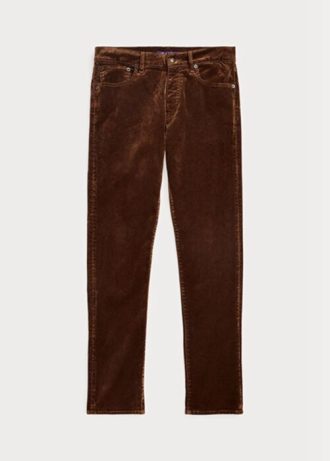 Braune Slim Fit Stretch-Samtjeans für Herren von Ralph Lauren
