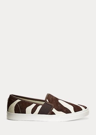 Braune Slip-On-Sneakers „Jinny Haircalf“ von Ralph Lauren für Damen