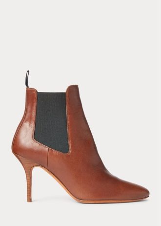 Braune Stiefel mit Kitten-Heel aus Vachetta-Kalbsleder für Damen von Ralph Lauren