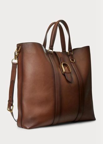 Braune Tragetaschen aus brüniertem Kalbsleder von Ralph Lauren für Herren