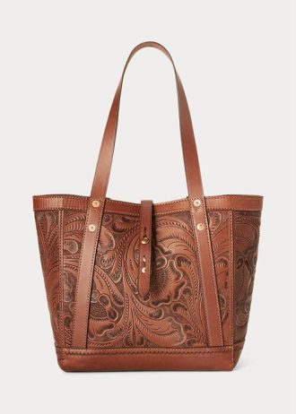 Braune Tragetaschen aus handgefertigtem Leder von Ralph Lauren für Damen