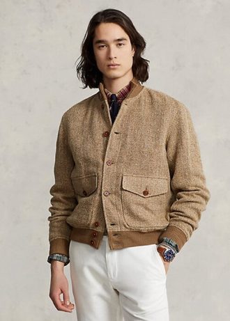 Braune Tweedjacken aus Leinenmischung von Ralph Lauren für Herren
