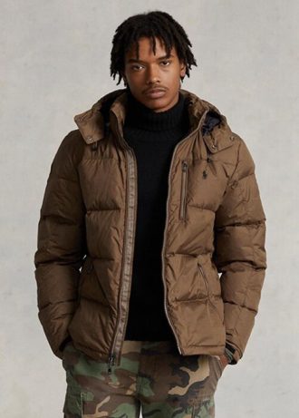Braune wasserabweisende Daunenjacken von Ralph Lauren für Herren
