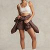Braune, wasserabweisende, gesteppte Shorts mit Kordelzug für Damen von Ralph Lauren Braune, wasserabweisende, gesteppte Shorts mit Kordelzug für Damen von Ralph Lauren
