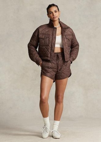 Braune wasserabweisende Steppjacken für Damen von Ralph Lauren