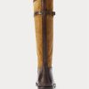 Braune zweifarbige Ridings-Stiefel aus Wildleder und Leder von Ralph Lauren für Damen Braune zweifarbige Ridings-Stiefel aus Wildleder und Leder von Ralph Lauren für Damen