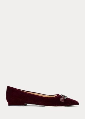 Burgunderrote Ballerinas aus Samt von Ralph Lauren für Damen in Lilah