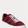 Burgunderrote Ralph Lauren Nelson Sneakers aus gestreifter Wolle und Baumwolle für Herren Burgunderrote Ralph Lauren Nelson Sneakers aus gestreifter Wolle und Baumwolle für Herren