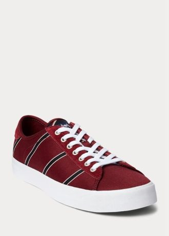 Burgunderrote Ralph Lauren Nelson Sneakers aus gestreifter Wolle und Baumwolle für Herren