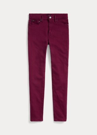 Burgunderrote Ralph Lauren Tompkins High-Rise Skinny Jeans für Damen