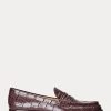 Burgunderrote Ralph Lauren Wynnie Loafer aus geprägtem Leder für Damen Burgunderrote Ralph Lauren Wynnie Loafer aus geprägtem Leder für Damen