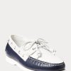 Creme / Marineblau Ralph Lauren Merton Zweifarbige Freizeitschuhe aus Leder für Herren Creme / Marineblau Ralph Lauren Merton Zweifarbige Freizeitschuhe aus Leder für Herren