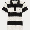Creme / Schwarz Ralph Lauren Slim Fit Zopfmuster-Poloshirts für Damen Creme / Schwarz Ralph Lauren Slim Fit Zopfmuster-Poloshirts für Damen