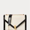 Creme/Schwarze Umhängetaschen aus Wildleder von Ralph Lauren für Damen mit Polo-ID-Umschlag Creme/Schwarze Umhängetaschen aus Wildleder von Ralph Lauren für Damen mit Polo-ID-Umschlag