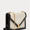 Creme/Schwarze Umhängetaschen aus Wildleder von Ralph Lauren für Damen mit Polo-ID-Umschlag Creme/Schwarze Umhängetaschen aus Wildleder von Ralph Lauren für Damen mit Polo-ID-Umschlag