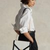 Creme/Schwarze Umhängetaschen aus Wildleder von Ralph Lauren für Damen mit Polo-ID-Umschlag Creme/Schwarze Umhängetaschen aus Wildleder von Ralph Lauren für Damen mit Polo-ID-Umschlag