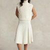 Cremefarbene A-Linien-Röcke aus Wolle und Kaschmir mit mehreren Zopfmustern für Damen von Ralph Lauren Cremefarbene A-Linien-Röcke aus Wolle und Kaschmir mit mehreren Zopfmustern für Damen von Ralph Lauren