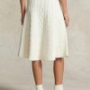 Cremefarbene A-Linien-Röcke aus Wolle und Kaschmir mit mehreren Zopfmustern für Damen von Ralph Lauren Cremefarbene A-Linien-Röcke aus Wolle und Kaschmir mit mehreren Zopfmustern für Damen von Ralph Lauren