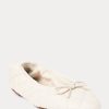 Cremefarbene Ballerinas aus gestepptem Lammleder von Ralph Lauren für Damen Cremefarbene Ballerinas aus gestepptem Lammleder von Ralph Lauren für Damen
