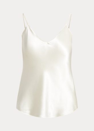 Cremefarbene Camisole-Oberteile aus Seide von Ralph Lauren für Damen