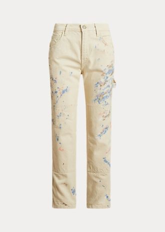 Cremefarbene Carpenter-Jeans aus Denim mit Farbspritzern für Damen von Ralph Lauren