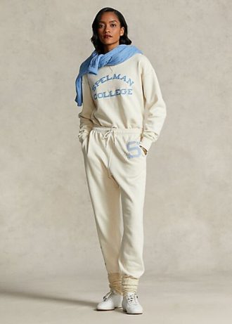 Cremefarbene Fleece-Jogginghose für Damen von Ralph Lauren aus der Spelman-Kollektion