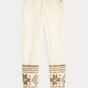 Cremefarbene Fleece-Jogginghose mit Schneeflockenmotiv von Ralph Lauren für Damen Cremefarbene Fleece-Jogginghose mit Schneeflockenmotiv von Ralph Lauren für Damen