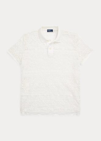 Cremefarbene Poloshirts mit geometrischer Spitze von Ralph Lauren für Damen