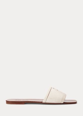 Cremefarbene Ralph Lauren Andela Sandalen aus Kalbswildleder für Damen Cremefarbene Ralph Lauren Andela Sandalen aus Kalbswildleder für Damen