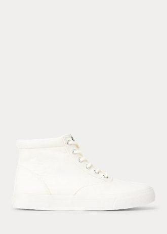 Cremefarbene Ralph Lauren Bryn High-Top-Sneakers für Damen