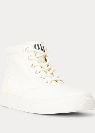 Cremefarbene Ralph Lauren Bryn High-Top-Sneakers für Damen