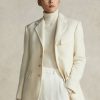 Cremefarbene Ralph Lauren Jacken aus Wollmischung mit Fischgrätenmuster für Damen Cremefarbene Ralph Lauren Jacken aus Wollmischung mit Fischgrätenmuster für Damen
