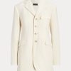 Cremefarbene Ralph Lauren Jacken aus Wollmischung mit Fischgrätenmuster für Damen Cremefarbene Ralph Lauren Jacken aus Wollmischung mit Fischgrätenmuster für Damen