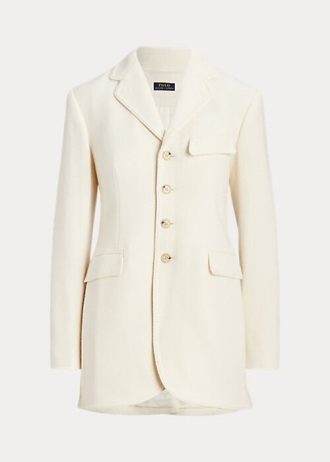 Cremefarbene Ralph Lauren Jacken aus Wollmischung mit Fischgrätenmuster für Damen