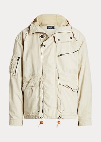 Cremefarbene Ralph Lauren Kapuzenjacken mit Fischgrätenmuster für Herren