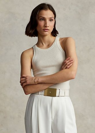 Cremefarbene Ralph Lauren Kaschmir-Tanktops für Damen