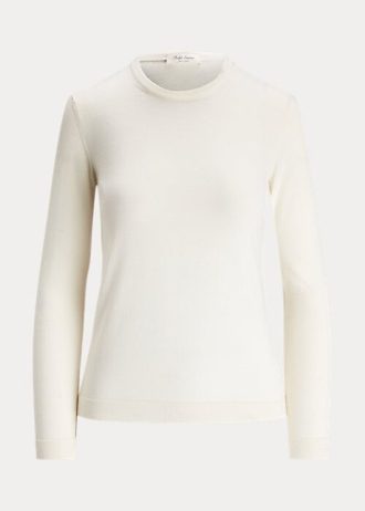 Cremefarbene Ralph Lauren Kaschmirpullover mit Rundhalsausschnitt für Damen
