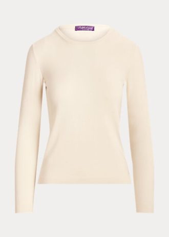Cremefarbene Ralph Lauren Kaschmirpullover mit Rundhalsausschnitt für Damen