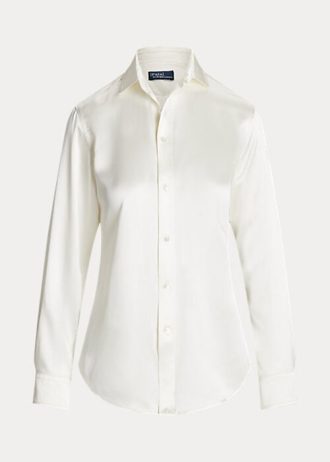 Cremefarbene Ralph Lauren Mulberry Silk Shir Shirts für Damen