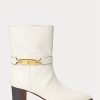 Cremefarbene Ralph Lauren Polo ID Stiefel aus gewachstem Kalbsleder für Damen Cremefarbene Ralph Lauren Polo ID Stiefel aus gewachstem Kalbsleder für Damen