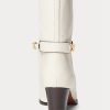 Cremefarbene Ralph Lauren Polo ID Stiefel aus gewachstem Kalbsleder für Damen Cremefarbene Ralph Lauren Polo ID Stiefel aus gewachstem Kalbsleder für Damen