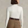 Cremefarbene Ralph Lauren Stretch Ribbed Turtleneck T-Shirts für Damen Cremefarbene Ralph Lauren Stretch Ribbed Turtleneck T-Shirts für Damen