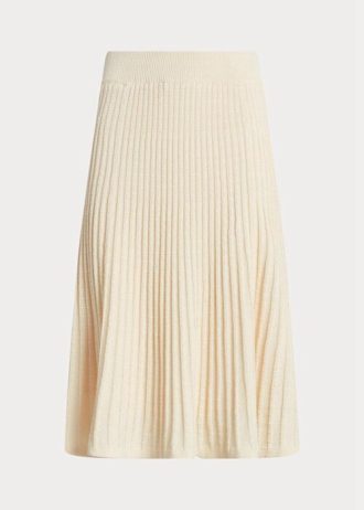 Cremefarbene Ralph Lauren Strickröcke aus Leinen und Baumwolle für Damen