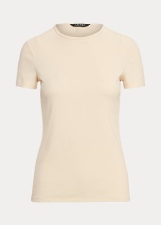 Cremefarbene Ralph Lauren T-Shirts aus Stretch-Baumwolle für Damen Cremefarbene Ralph Lauren T-Shirts aus Stretch-Baumwolle für Damen