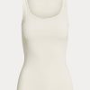Cremefarbene Ralph Lauren Tanktops aus Baumwollmischung für Damen Cremefarbene Ralph Lauren Tanktops aus Baumwollmischung für Damen