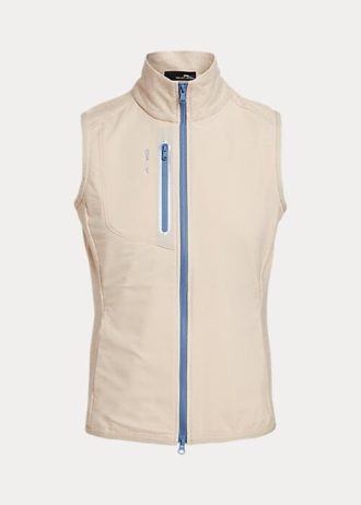 Cremefarbene ärmellose Terry-Weste mit durchgehendem Reißverschluss für Damen von Ralph Lauren