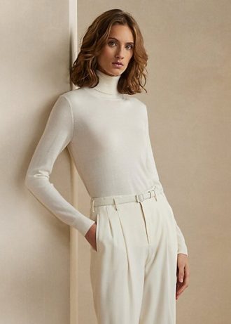Cremefarbene Rollkragenpullover aus Kaschmir von Ralph Lauren für Damen